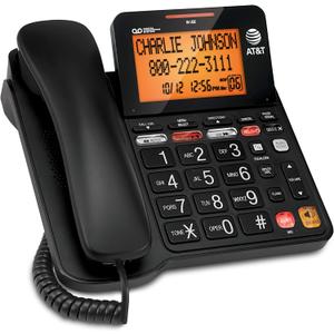 AT&T CD4930 Black Corded Phone with Digital Answering System, Caller ID, Extra-Large Tilt Backlit Display & Big Buttons