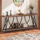 JUSTOGO 70.9" Narrow Console Table for Entryway, Industrial Long Sofa Table Behind Couch, Farmhouse Hallway Table with Storage for Living Room, Entrance, Foyer, Rustic Brown, 70.9" X 11.8" X 28.6"