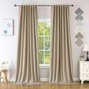 Novecozy Linen Texture 100% Blackout Curtains 72 inches Long for Bedroom Living Room Darkening Full Black Out Rod Pocket & Back Tab Thermal Insulated Home Decor Window Drapes，2 Panels，Natural Linen