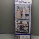 4 Tier Shoe Rack Coat Rack Shoe Shelf Freestanding with 8 Hooks for Front Door Entryway Bedroom Closet, Black