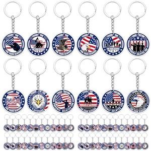 Sureio 50 Pcs Thank You for Your Service Veterans Gifts Bulk, Patriotic USA Military Retirement Appreciation Keychain Favors