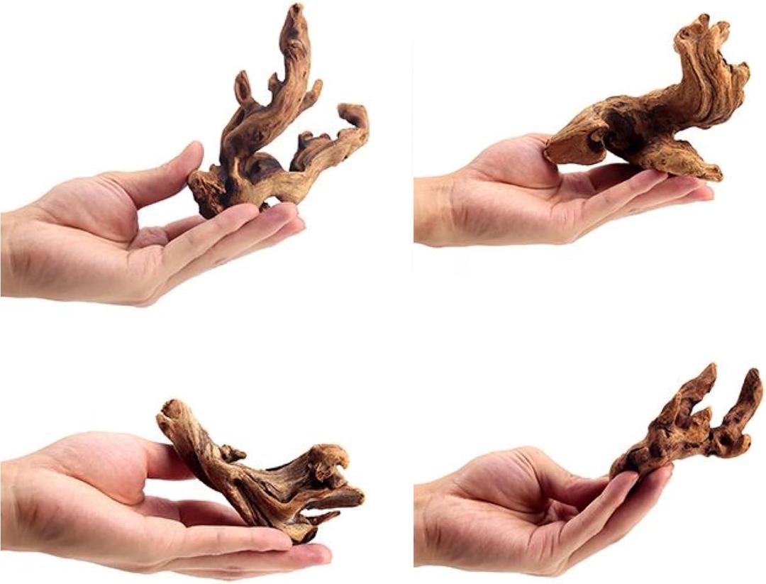 Small Natural Driftwood for Aquarium Styling Carefully Selected Natural Aquarium Decor Driftwood for Reptile Tank Reptile Tank Wood Decor (Driftwood 4-6inch 4 Pack)