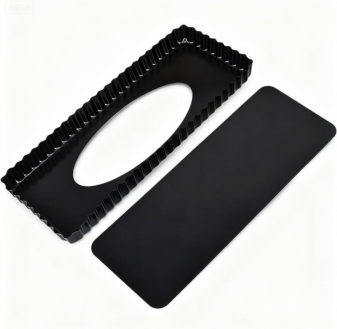 Special Shapes Fruit Tart Pan with Removable Loose Bottom Non-stick Carbon Steel (13 inch Long Strip)