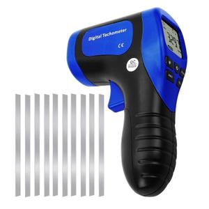 Laser Photo Tachometer Motor Speed Gauge Tester Non-Contact RPM Meter Motor Speed Gauge Gun - Accurate RPM Measurement with Rotational Record (Tachometer + 10 Reflective Tape)