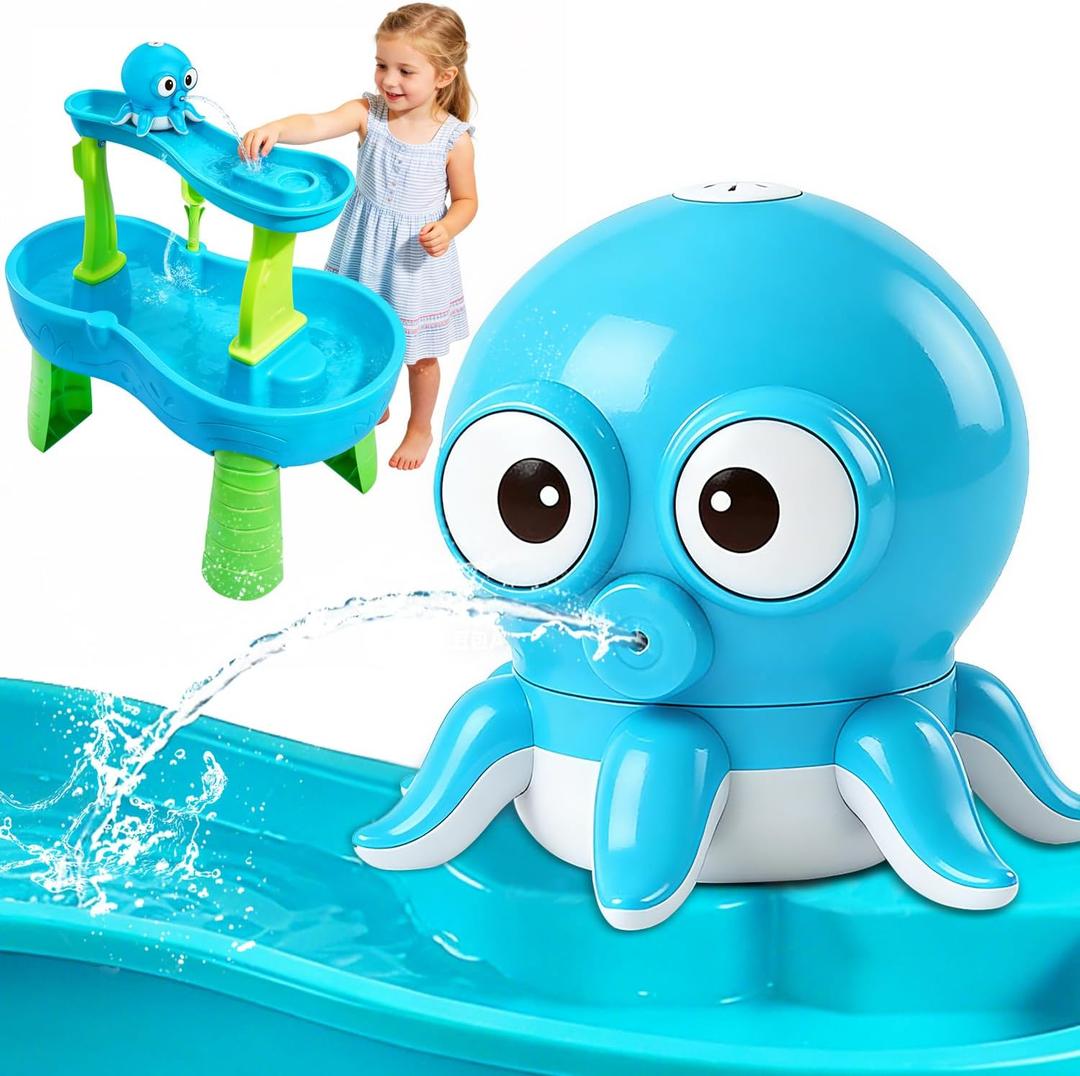 2 x Water Table Pump, Octopus Rechargeable Water Pump for Water Table Toddlers 1-3 Continuous Flow Summer Sensory Toys Water Play Table Accessories Outdoor Water Toys