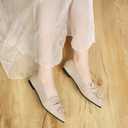 HIULYCENCE Flats for Womens Pointed Toe Ballet Flats with Bow Comfortable Knit Dressy Flats, Size US8.5