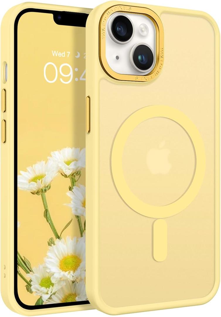 BENTOBEN Magnetic for iPhone 14 Plus Case, [Compatible with MagSafe] Translucent Matte Frosted Slim Lightweight Shockproof Women Men Girl Protective Cover Case for iPhone 14 Plus 6.7", Yellow