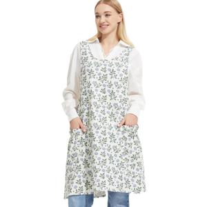 Cozy Adjustable Cross Back Aprons for Women with Pockets Cotton Linen Cooking Kitchen Baking ( No Size )