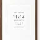 11x14 Picture Frame, Solid Oak 11x14 Photo Frame with Mat to 8x10 (Opening Size is 7.6x9.6), 14x11 Wooden Frames for Wall, (Walnut Set of 1)