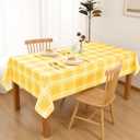 Hiasan Rectangle Gingham Tablecloth 60 x 120 Inch, Yellow Waterproof Checkered Table Cloth, Wrinkle Resistant Washable Wipeable Table Covers for Party Dinner Kitchen Picnic Birthday