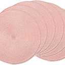 AHHFSMEI Round Placemats Set of 6 Heat Resistant Washable Non-Slip Woven Braided Table Mats for Dining Table Kitchen & Home Decor (Pink)