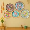 RITUALISTIC Madhubani Metal Wall Plates for Home Decoration | Set of 5 Decorative Wall Plates (Assorted Sizes) | Wall Décor for Living Room | Handmade Indian Art | Valentine's day gift Items