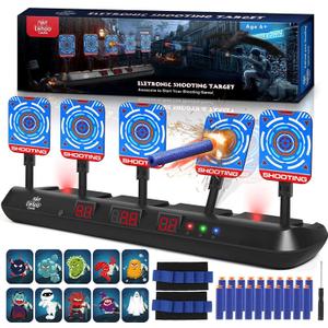 Lehoo Castle Shooting Targets for Nerf, 5 Targets Shooting Games for Kids, Digital Scoring for Nerf Guns Target, Gifts for 5 6 7 8 9 10 Year Old Boy