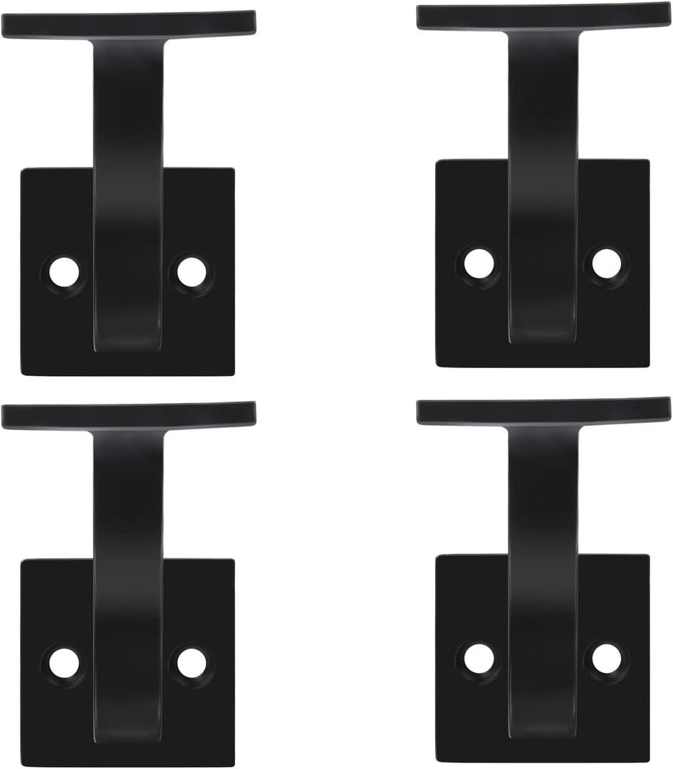 3TO Handrail Brackets - 4 Pack L-Shape Black Modern Design for Easy Installation Support Running LED Low-Voltage Cables