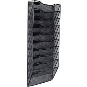 10 Sections Hanging Files Wall Mounted Metal Mesh Document File Organizer Magazine Holder Rack Organizer Racks Multipurpose Use To Display Files, Magazine, Newspapers- Black
