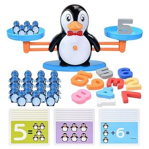BAKAM Penguin Balance Scale Number Counting Blocks Games for Kids Ages 3-5, Montessori Math Games for Kids 5-7, Preschool Kindergarten Learning Activities, STEM Educational Toys for 3+ Year Old