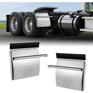 VEVOR Stainless Steel Quarter Fenders for Semi Trucks, 24" x 24" Semi Truck Fenders with Tube Bracket and Mounting Hardware, 1 Pair Right & Left Quarter Fender Set, Fit for Freightliner, Peterbilt