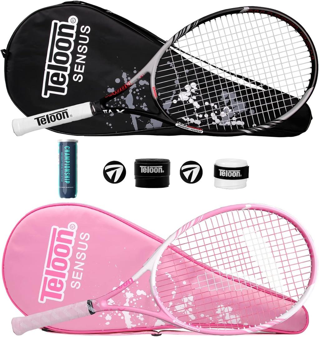 Teloon Tennis Rackets for Adults 2 pcs Recreational -27 inch Tennis Racquet for Men and Women College Students Beginner Tennis Racket., One Size