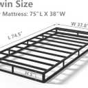 Qingzhou Box Spring Twin, 5 Inch High Metal Twin Box Spring Only, Heavy Duty Mattress Foundation with Fabric Cover, Easy Assembly, Quiet Noise Free, Non Slip, Black
