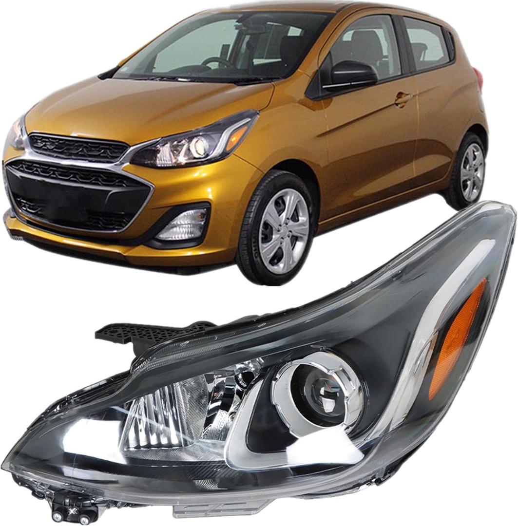 Silscvtt Replacement for 2019 2020 2021 2022 Chevy Spark LS/LT Headlight Halogen Type Bumper w/o DRL Type Headlamp Left Driver Side