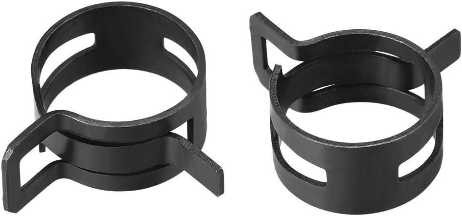 uxcell Steel Band Clamp 20mm Inner Dia Fit 21-22.5mm OD Hose Spring Band Type Action Fuel Line Silicone Tube Clip Clamp Black 20Pcs