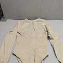 OQQ Women's Bodysuit Tops Invisible Zip Long Sleeve Crew Neck Bodysuits (Medium, Oatmeal)