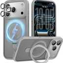 LOOXER O-Stand Ultra-Magnetic Case for iPhone 17 Pro Max (6.9) | 2-in-1 Kickstand | Military-Grade Drop Protection | Premium Matte Finish + Screen Protector Included (Grey, 17 Pro Max)