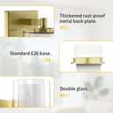 Kalium Wall Sconces Set of Two for Bathroom Bedroom Living Room Hallway Indoor Stairwell & Mirror, Farmhouse Modern Vanity Light Fixtures with Double Glass Shade & Gold Rustproof Metal Base, E26