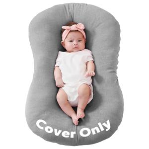 FUNUPUP Muslin Baby Lounger Cover Only Compatible with Snuggle Me Lounger, Infant Lounger Pillow Cover for Newborn, Removable Newborn Lounger Cover for Boys and Girls, Only Cover, Grey (Gray)