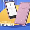 MoKo Case for 6" All-New Kindle (11th Generation-2024/2022 Release), Ultra Clear Soft Flexible Transparent TPU Skin Bumper Back Cover Shell, Glitter Flowers Pink