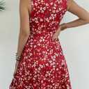 Casual Sleeveless Summer Dresses for Women | Floral Sundress, Wrap V-Neck, Elastic Waist with Pockets, Fit and Flare A-Line Design for Vacation, Beach, Casual Wear (S)