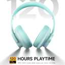 Picun B8 Bluetooth Over Ear Headphones, 120H Playtime with 3 EQ Modes, Low Latency, Hands-Free Calls, Deep Bass for Travel, Home, Office & PC (Cyan)
