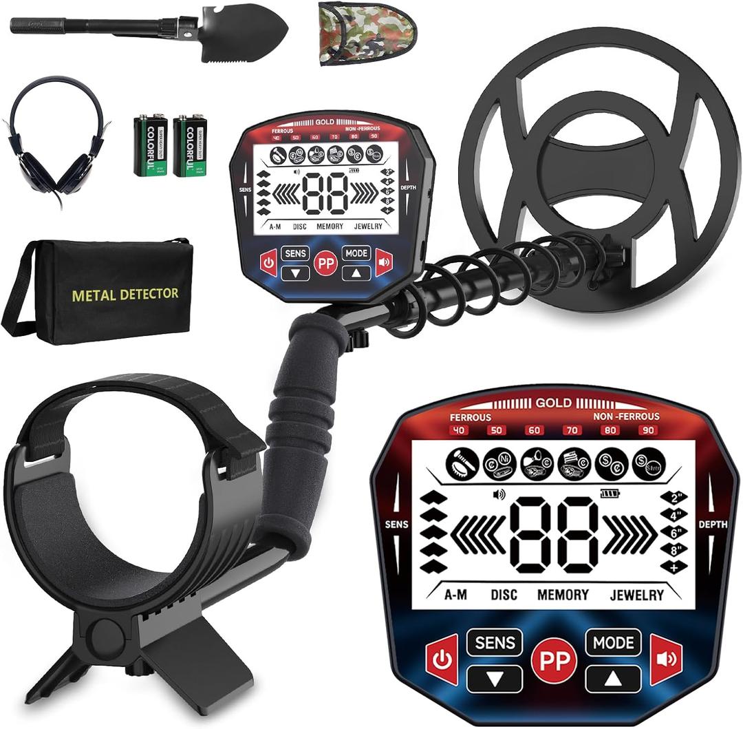 Metal Detector for Adults Professional, High Accuracy Gold Detector Set, Waterproof Coil LCD Display Height Adjustable Advanced DSP Chip, Detector De Metales Oro Y Plata for Exploration Hiking (Red)