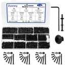 710PCS M3 Screw Assortment Kit, M3x6/8/10/12/16/20/25/30mm M3 Screw Kits, 10.9 Grade Alloy Steel Metric Hex Button Head Cap Screws, Nuts and Flat Washers, Black Zinc Plated Screw Set for 3D Printing
