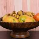 EDHAS Mango Wood Decorative Wooden Bowl Hand Carved Home Decor for Dining Table Center, Living Room, Kitchen Dcor (12" x 12' x 4.75")