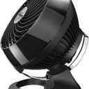 Vornado 460 Small Desk Fan with 3 Speed Settings, Adjustable Tilt Chrome Glide Bar, for Bedroom, Office, Home, Air Circulation up to 70 Feet, Quiet Table Fan, Black