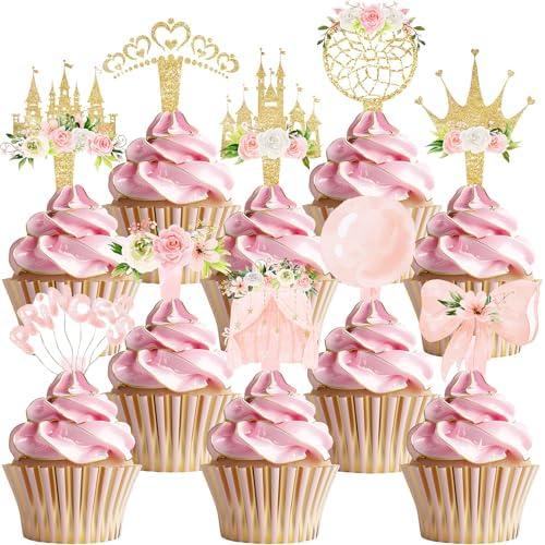 40 Pcs Princess Cupcake Toppers - Elegant Princess Party Decorations and Princess Cake Decor - Perfect for Princess Birthday Cupcake Toppers, Princess Baby Shower, and Fairy Tale Theme Party