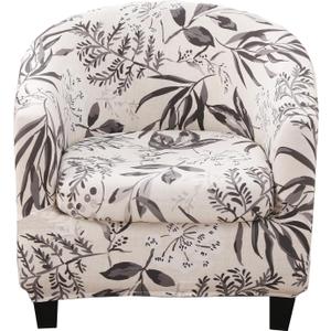 KRFOONN Club Chair Slipcover 2 Piece Stretch Printed Round Barrel Chair Covers Removable Tub Chair Slipcover with Elastic Bottom Chair Coverings Furniture Protector Cover for Living Room, B24 (Colorb24)