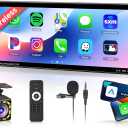 Single Din Car Stereo with Wireless Carplay Android Auto-2025 Upgraded Bluetooth 5.2 Type-C Dual Mic 6.9 Inch IPS Touch Screen Car Radio with Backup Camera Mirror Link FM USB EQ SWC
