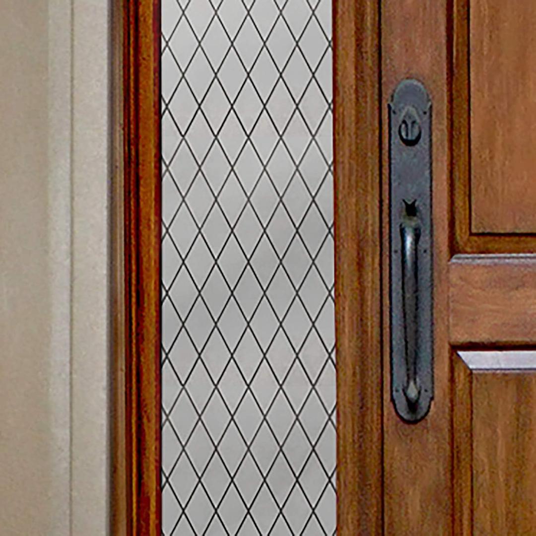 Gila Privacy Dcor Frosted Lattice Sidelights Entryway Residential Window Film DIY Static Cling No Glue No Adhesive 1ft x 6.5ft (12in x 78in) (6.5 sq ft)