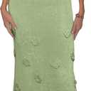 Women's Knit Maxi Dress Spaghetti Strap Floral Dresses Bodycon Knitted Beach Long Dress Backless Swim Cover up Dresses (Medium, Green)