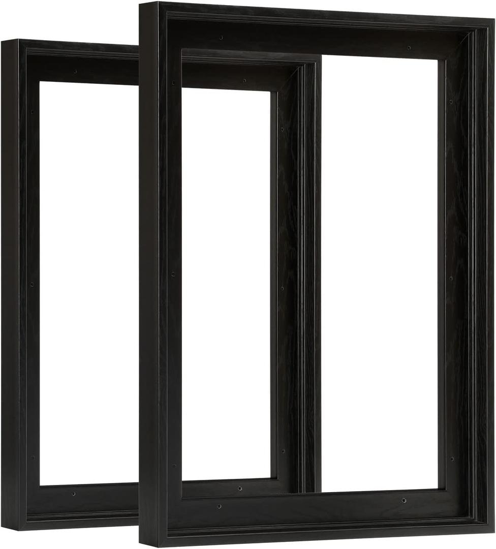 Floating Canvas Frame for 11x14 Inch Painting 0.6-0.8 Deep, 2 Pack Floater Frame for Canvas Prints, Art frame for Wall Prints Diamond Painting Paint by Numbers (Black)