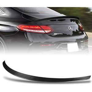 Carbon Fiber AMG-Style Lift Gate Trunk Spoiler for 2017-2021 Mercedes-Benz C-Class (W205) Coupe Only, Black, Rear