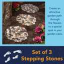 Bits and Pieces - Stepping Stones Outdoor Walkway - 12" River Rock Landscaping Decorative Stepping Stones - Set of Three (3) - Backyard Decor Garden Pavers for Outside Walkway