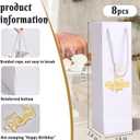 Tlenpo 8 Pcs Birthday Wine Gift Bags for Bottles, Gold Foil White Whiskey Tote for Birthday Party, Reusable, 230g Laminated for Extra Strength 13.7x3.8x3.8 Inches