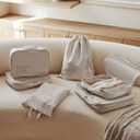 EACHY 6 Set Compression Packing Cubes for Travel & Carry-On, Space-Saving Luggage Organizers & Compression Bags for Clothes & Shoes, Ideal for Vacation & Cruise Essentials (Large, AA-Beige)