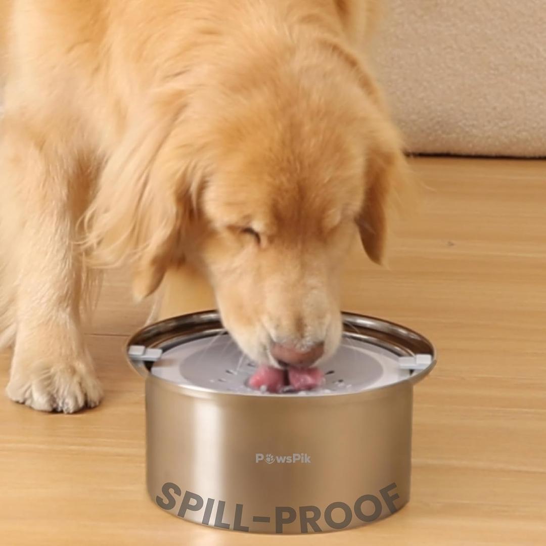 PawsPik Spill Proof Stainless Steel Dog Water Bowl 4L Slow Drinking Pet Bowl with Floating Tray, Non-Tip, BPA-Free, Dishwasher Safe for Large Dogs & Multi-Pet Homes