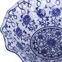 9.4in Blue and White Ceramic Fruit Bowl, Porcelain Decoration Bowl, Fruit Serving Plate,Storage Bowl,Decorative Pedestal Bowl for Table Countertop,Kitchen Island Centerpiece, Home Dining Dcor