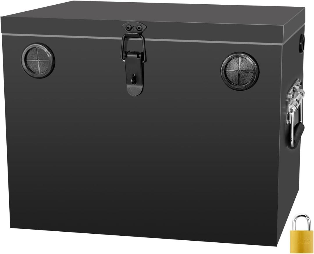 Peastorm Trailer RV Marine Battery Box - 12V Waterproof Steel Battery Relocation Kit for Boat, Trolling Motor, Kayak (Group 27 Black)