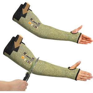 Schwer CORE Arm Protection Sleeves S081, ANSI A5 Cut Resistant Sleeves with Thumbhole, Flame Resistant Welding Sleeve for Work, Kitchen, Farmers Sleeve for Gardening Arm Guards for Biting